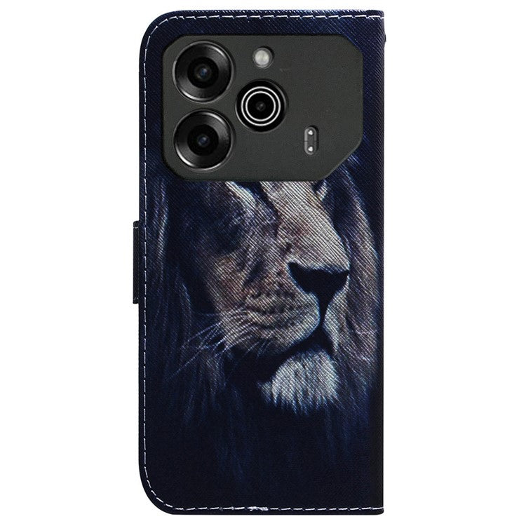 For TECNO Pova 6 5G / 6 Pro 5G Wallet Phone Case Pattern Print PU Leather Flip Cover - Lion