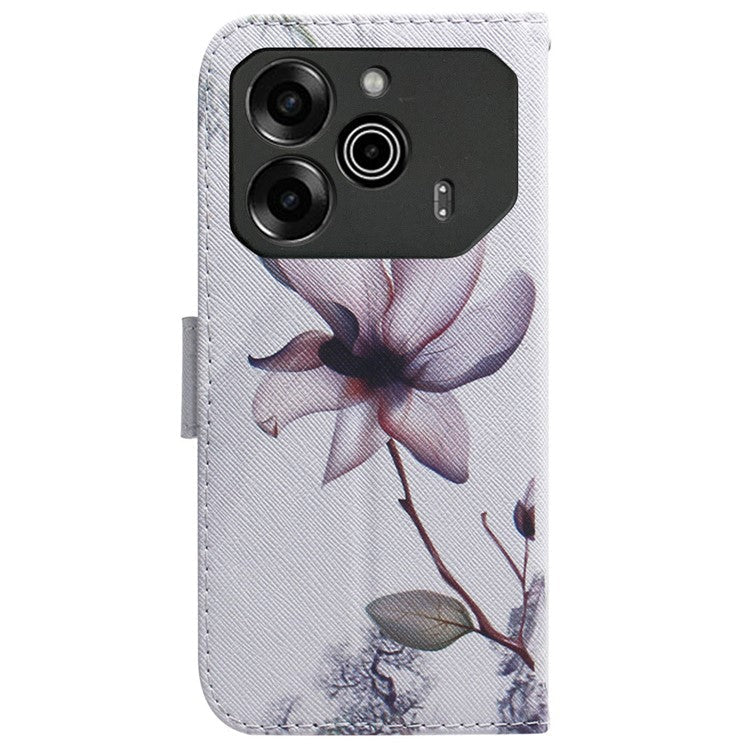 For TECNO Pova 6 5G / 6 Pro 5G Wallet Phone Case Pattern Print PU Leather Flip Cover - Pink Flower