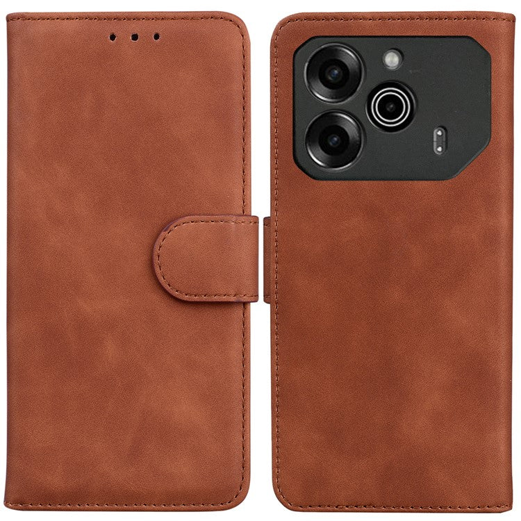 For TECNO Pova 6 5G / 6 Pro 5G Stand Phone Case Solid Color Leather Phone Cover - Brown