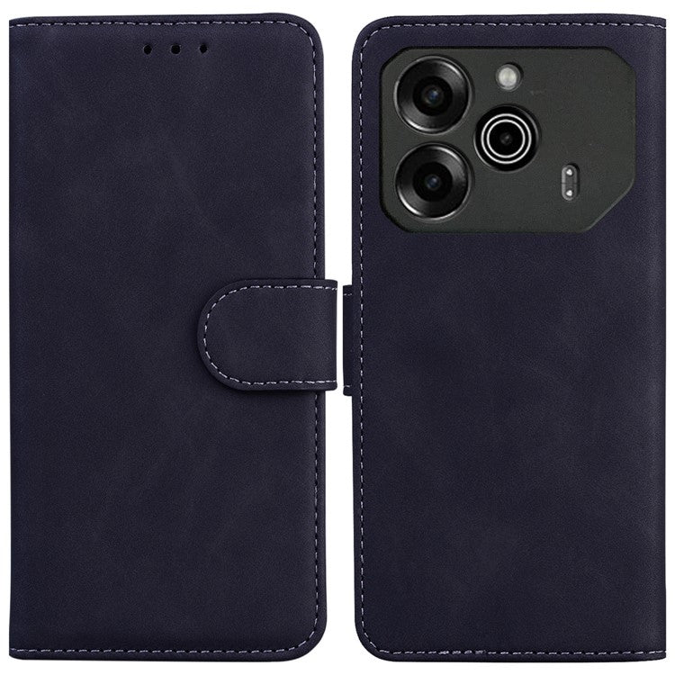 For TECNO Pova 6 5G / 6 Pro 5G Stand Phone Case Solid Color Leather Phone Cover - Black
