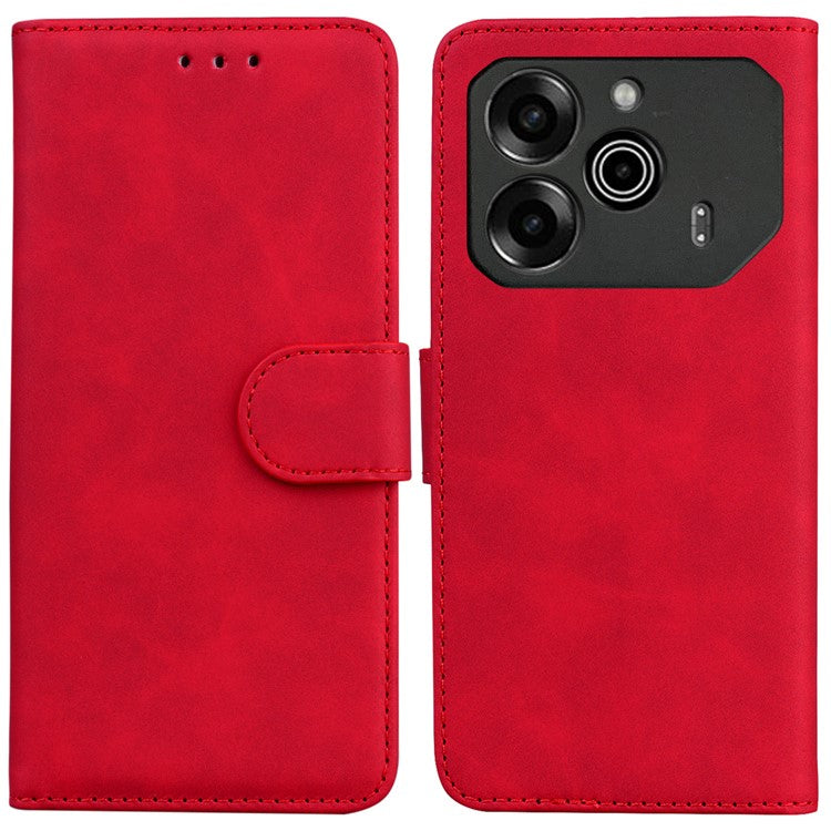 For TECNO Pova 6 5G / 6 Pro 5G Stand Phone Case Solid Color Leather Phone Cover - Red