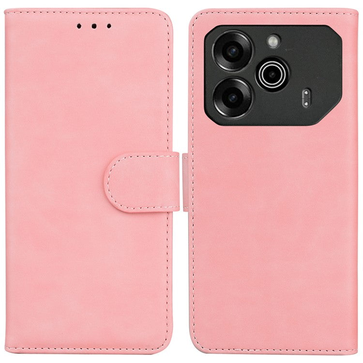 For TECNO Pova 6 5G / 6 Pro 5G Stand Phone Case Solid Color Leather Phone Cover - Pink