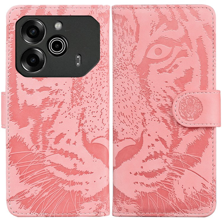 For TECNO Pova 6 5G / 6 Pro 5G Wallet Case Tiger Imprint Leather Stand Phone Cover - Pink
