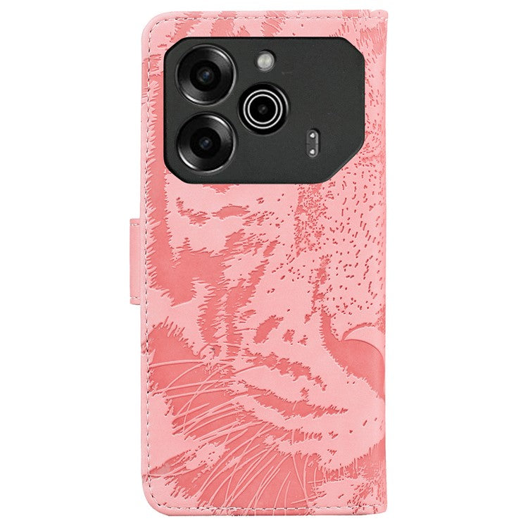 For TECNO Pova 6 5G / 6 Pro 5G Wallet Case Tiger Imprint Leather Stand Phone Cover - Pink