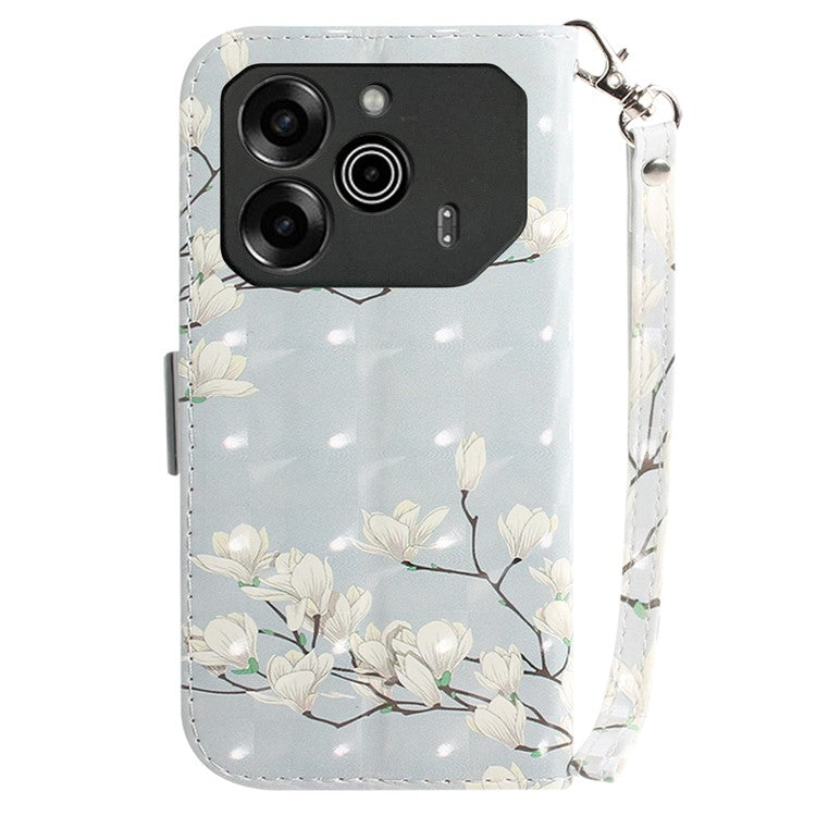 For TECNO Pova 6 5G / 6 Pro 5G Wallet Case Pattern Print PU Leather Phone Cover with Stand - Magnolia