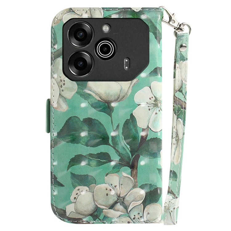For TECNO Pova 6 5G / 6 Pro 5G Wallet Case Pattern Print PU Leather Phone Cover with Stand - Watercolor Flowers