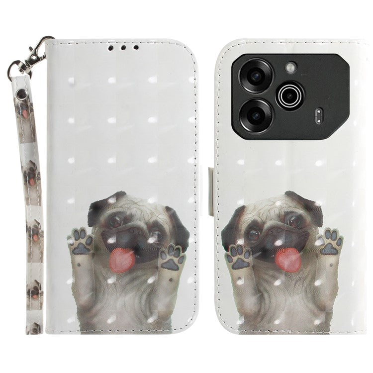 For TECNO Pova 6 5G / 6 Pro 5G Wallet Case Pattern Print PU Leather Phone Cover with Stand - Pug