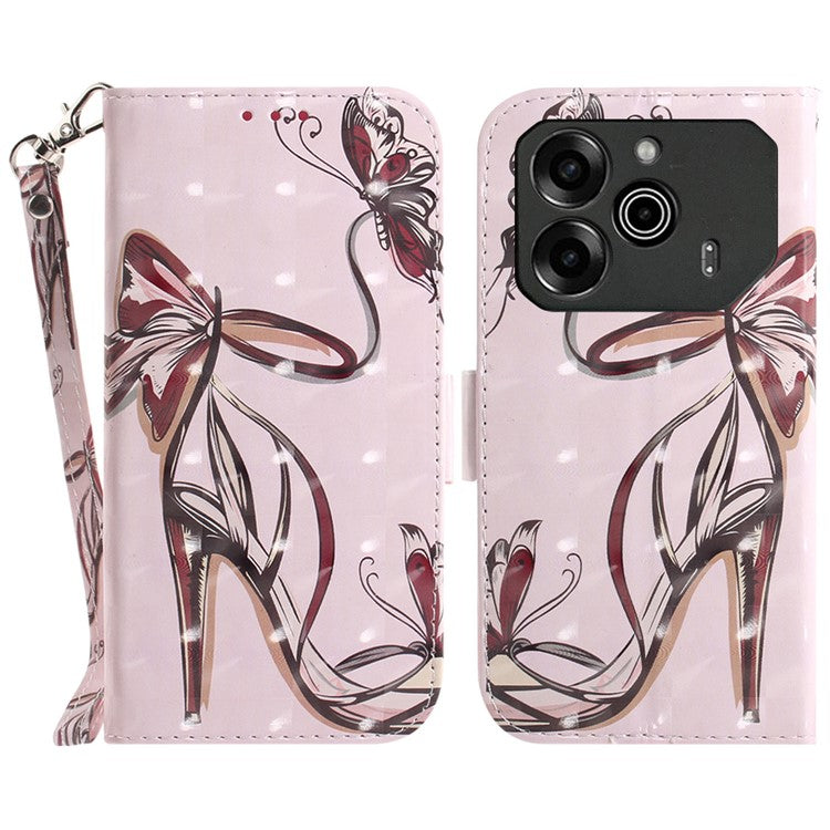 For TECNO Pova 6 5G / 6 Pro 5G Wallet Case Pattern Print PU Leather Phone Cover with Stand - Butterfly High Heels