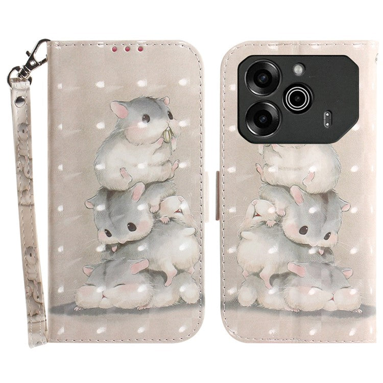 For TECNO Pova 6 5G / 6 Pro 5G Wallet Case Pattern Print PU Leather Phone Cover with Stand - Stacking Squirrels