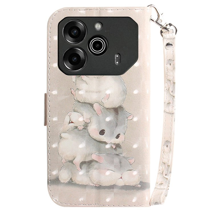 For TECNO Pova 6 5G / 6 Pro 5G Wallet Case Pattern Print PU Leather Phone Cover with Stand - Stacking Squirrels