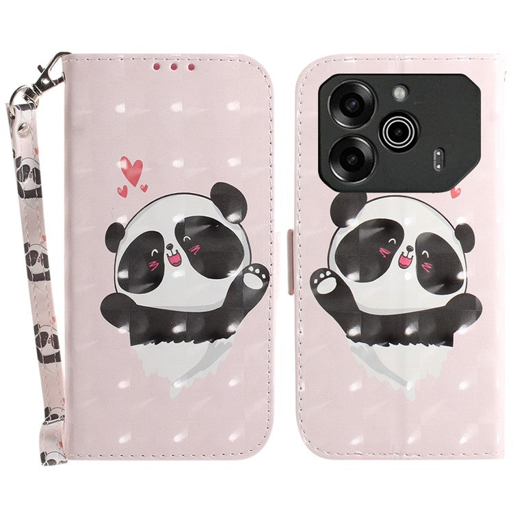 For TECNO Pova 6 5G / 6 Pro 5G Wallet Case Pattern Print PU Leather Phone Cover with Stand - Love Heart Panda