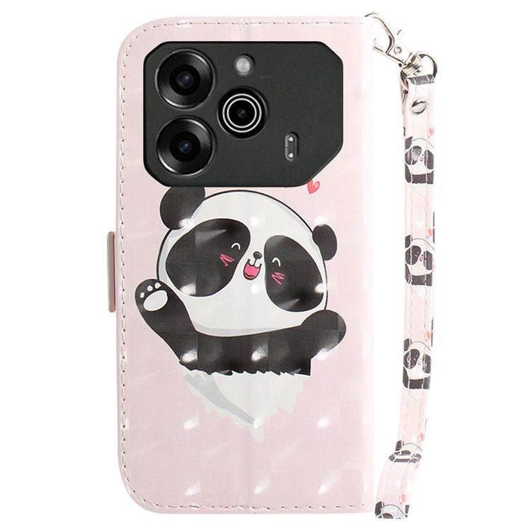 For TECNO Pova 6 5G / 6 Pro 5G Wallet Case Pattern Print PU Leather Phone Cover with Stand - Love Heart Panda