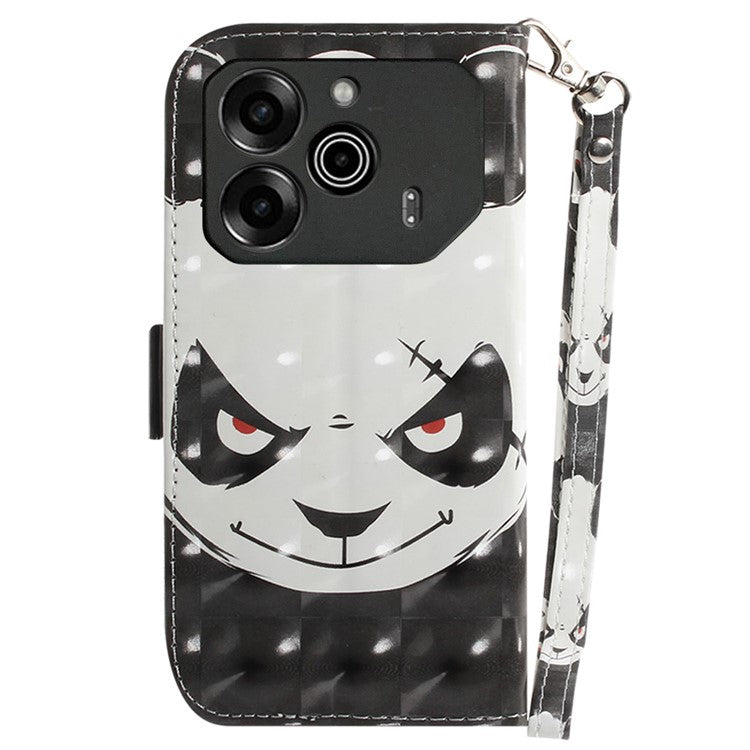 For TECNO Pova 6 5G / 6 Pro 5G Wallet Case Pattern Print PU Leather Phone Cover with Stand - Angry Panda