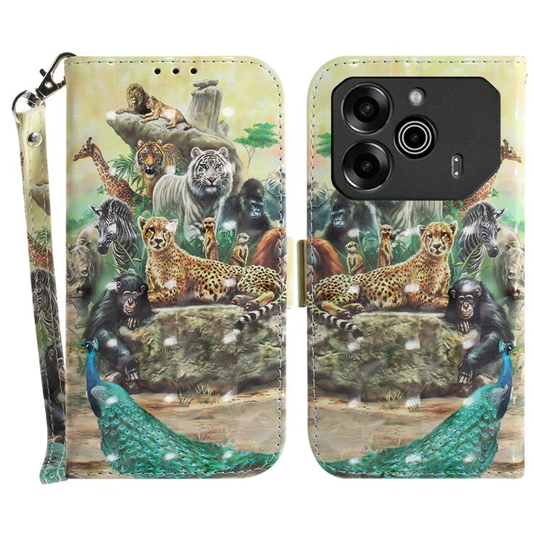 For TECNO Pova 6 5G / 6 Pro 5G Wallet Case Pattern Print PU Leather Phone Cover with Stand - Animals