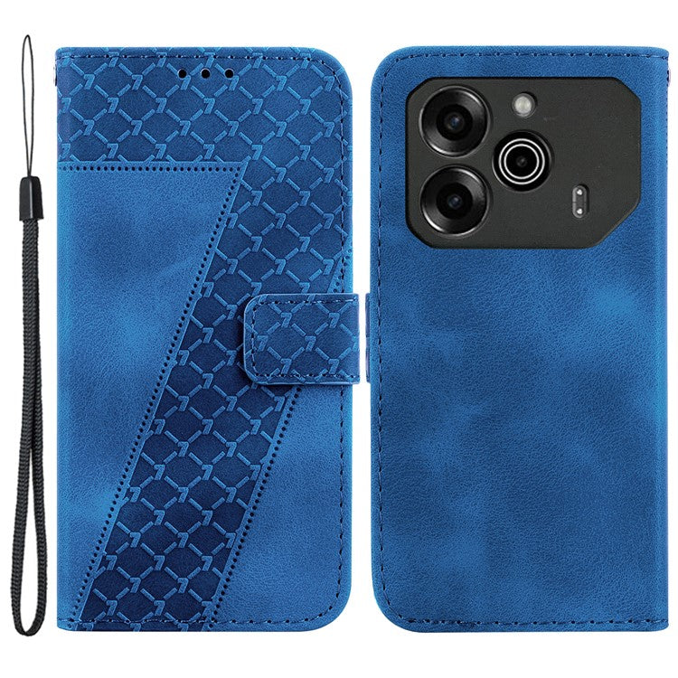 For TECNO Pova 6 5G / 6 Pro 5G Stand Case Pattern Imprint Leather Wallet Phone Cover - Dark Blue