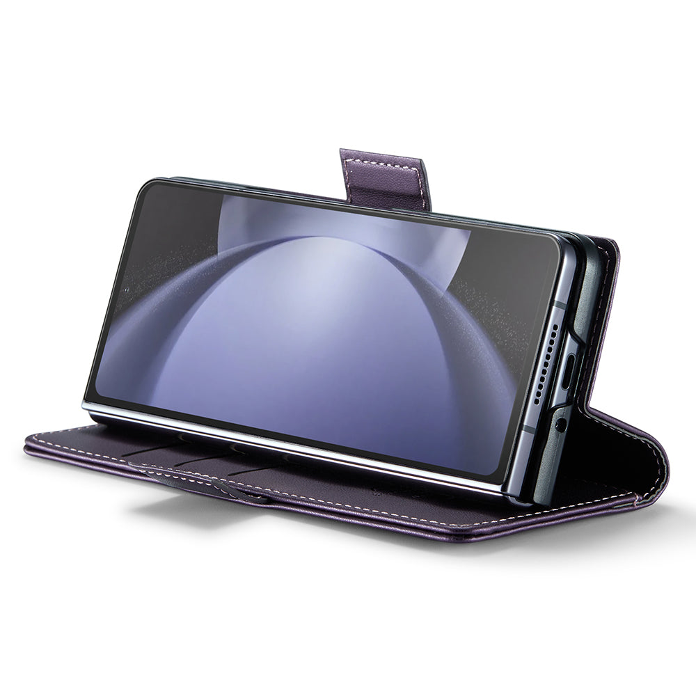CASEME 023 Series For Samsung Galaxy Z Fold6 5G Case RFID Blocking Wallet Stand Phone Cover - Purple