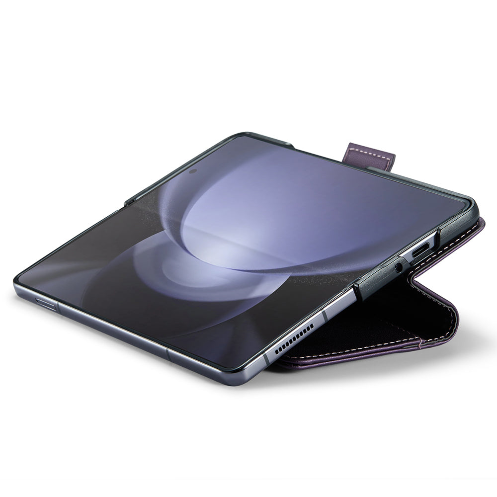 CASEME 023 Series For Samsung Galaxy Z Fold6 5G Case RFID Blocking Wallet Stand Phone Cover - Purple
