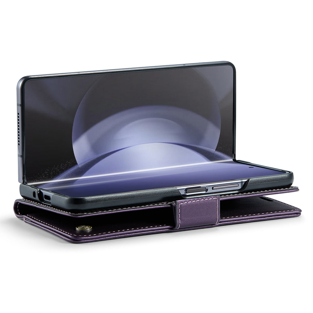 CASEME 023 Series For Samsung Galaxy Z Fold6 5G Case RFID Blocking Wallet Stand Phone Cover - Purple