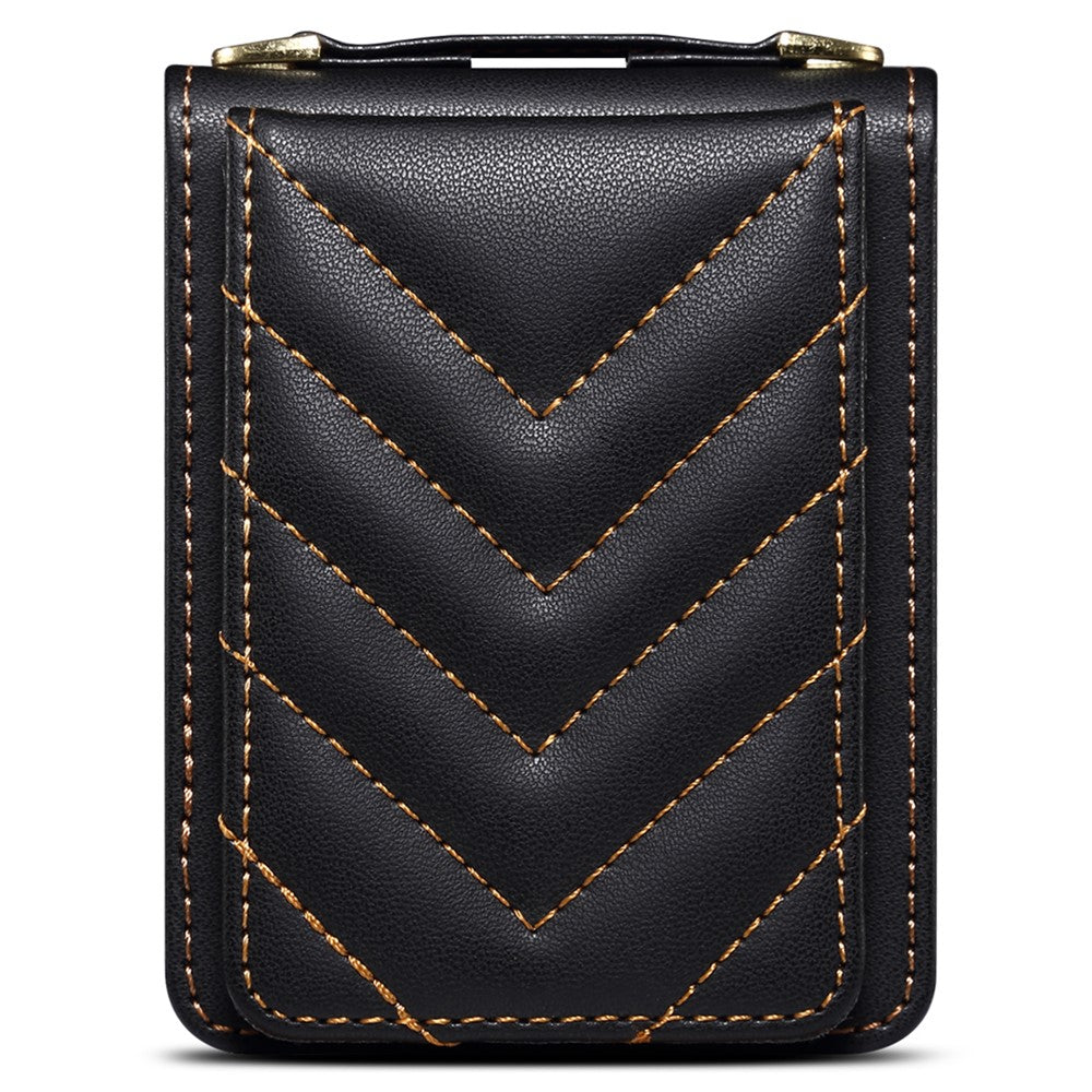 For Samsung Galaxy Z Flip7 FE 5G / Z Flip6 5G Case PU Leather+PC Crossbody Phone Cover with Card Holder - Black
