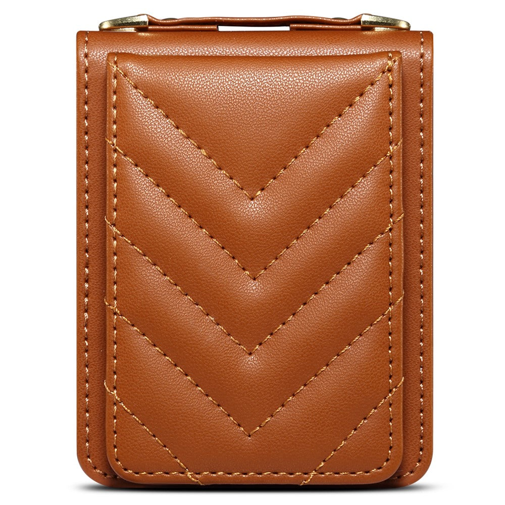 For Samsung Galaxy Z Flip7 FE 5G / Z Flip6 5G Case PU Leather+PC Crossbody Phone Cover with Card Holder - Brown