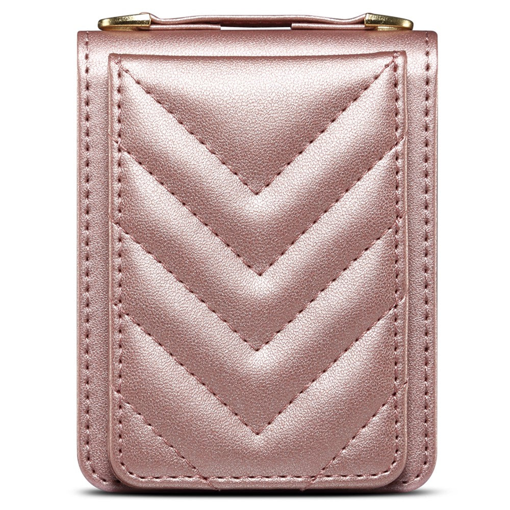 For Samsung Galaxy Z Flip7 FE 5G / Z Flip6 5G Case PU Leather+PC Crossbody Phone Cover with Card Holder - Rose Gold