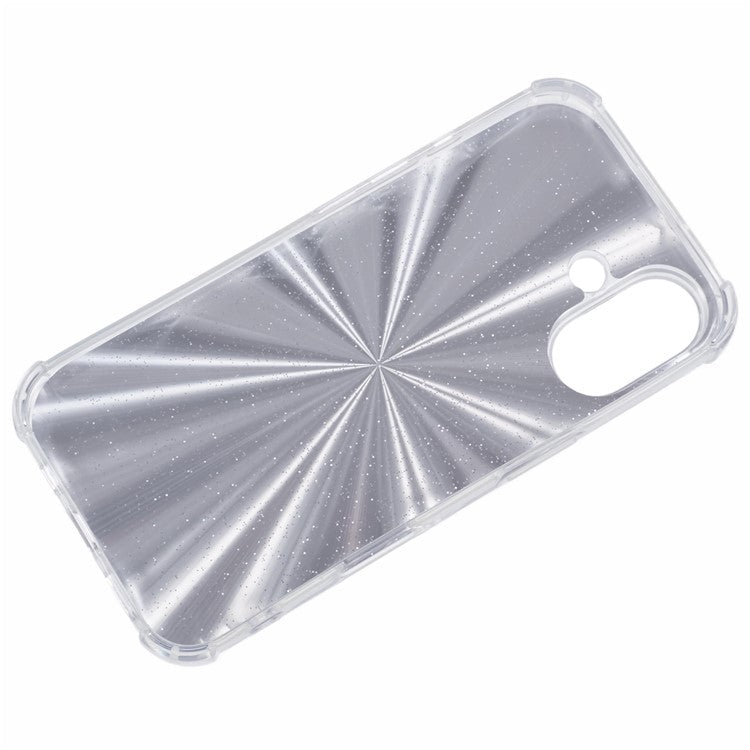 For iPhone 16 Case Reinforced Corners Soft TPU Protective Phone Cover with Card Paper - Aurora Silver