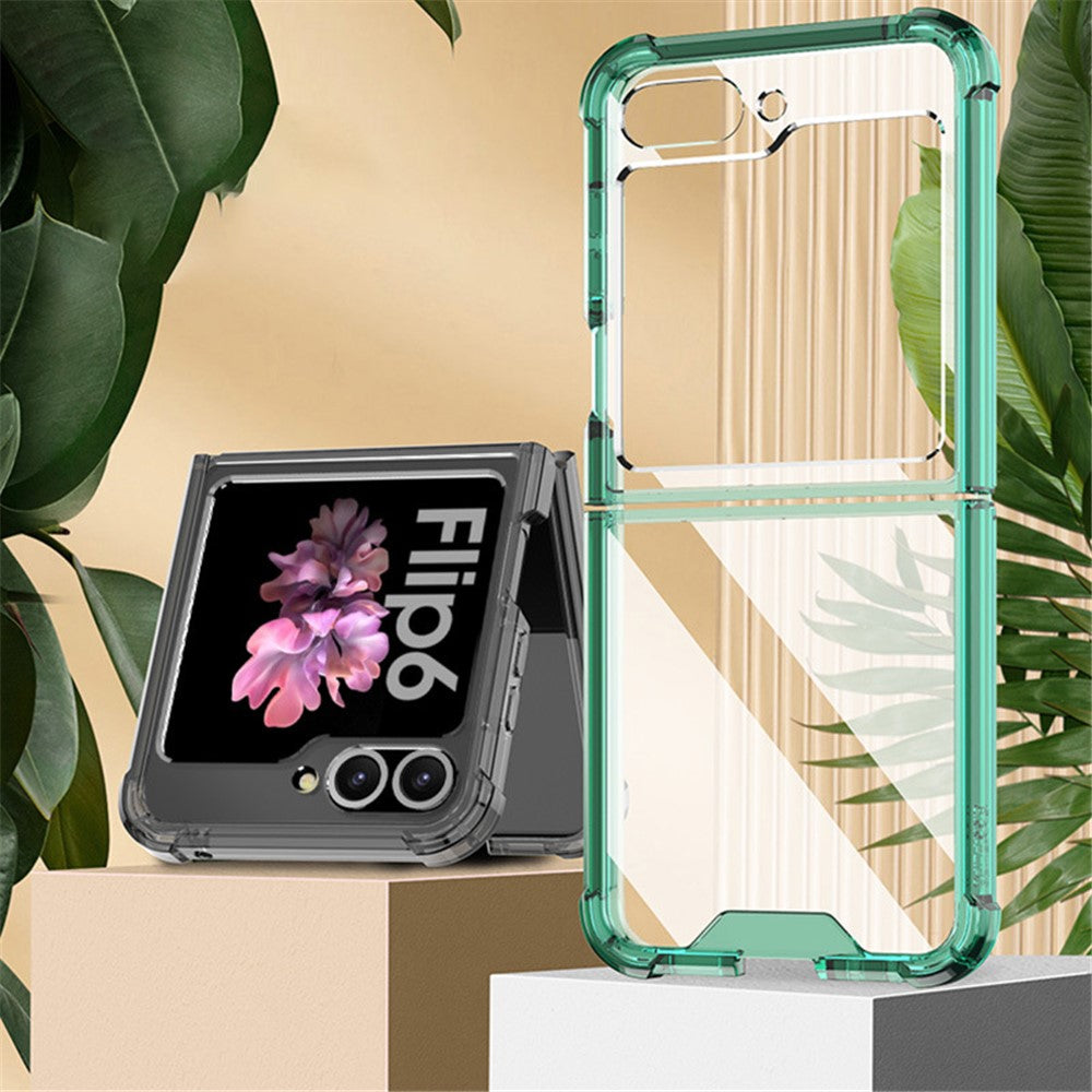 GKK For Samsung Galaxy Z Flip7 FE 5G / Z Flip6 5G Airbag Cushion Phone Cases TPU+PC Folding Phone Cover - Transparent Orange