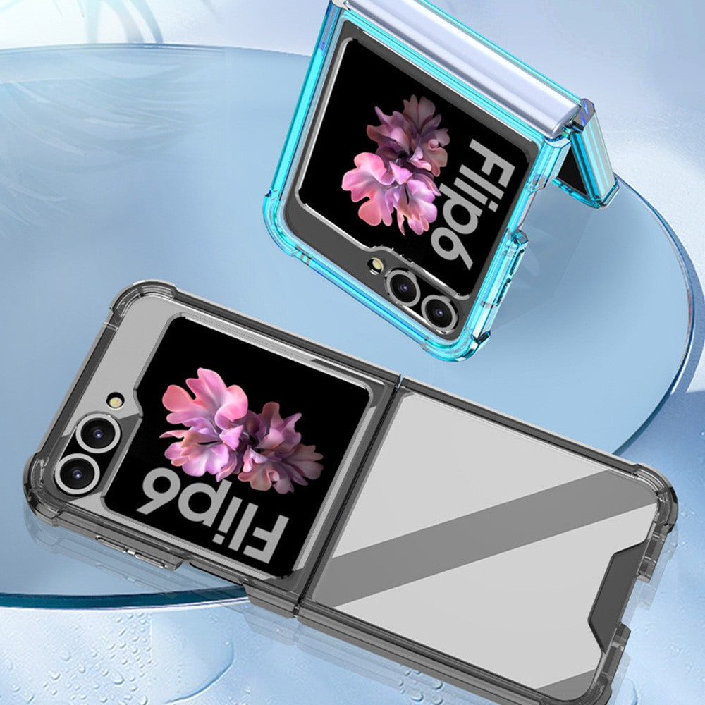 GKK For Samsung Galaxy Z Flip7 FE 5G / Z Flip6 5G Airbag Cushion Phone Cases TPU+PC Folding Phone Cover - Transparent Black