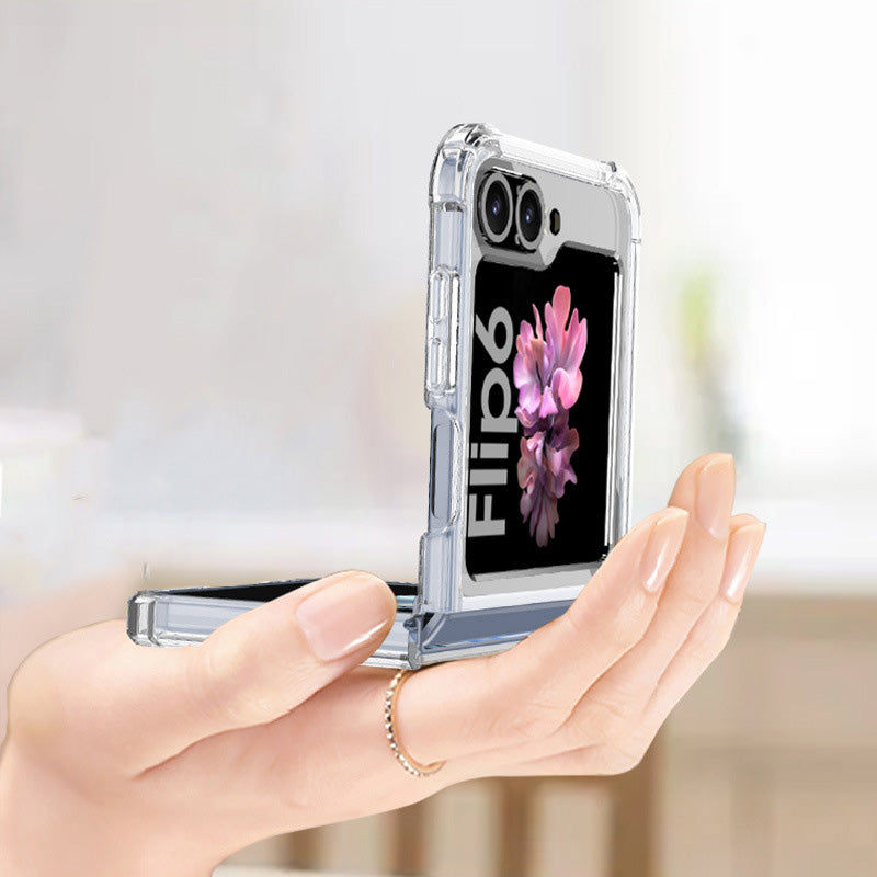 GKK For Samsung Galaxy Z Flip6 5G Airbag Cushion Phone Cases TPU+PC Folding Phone Cover - Transparent Purple