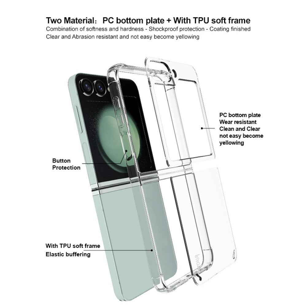 IMAK For Samsung Galaxy Z Flip7 FE 5G / Z Flip6 5G Clear Case PC+TPU Protective Phone Cover