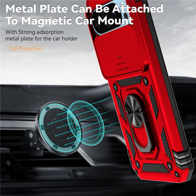 For Google Pixel 9 / 9 Pro Case Camera Protection PC+TPU Phone Cover with Kickstand - Red