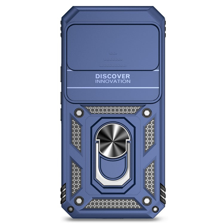 For Google Pixel 9 / 9 Pro Case Camera Protection PC+TPU Phone Cover with Kickstand - Blue