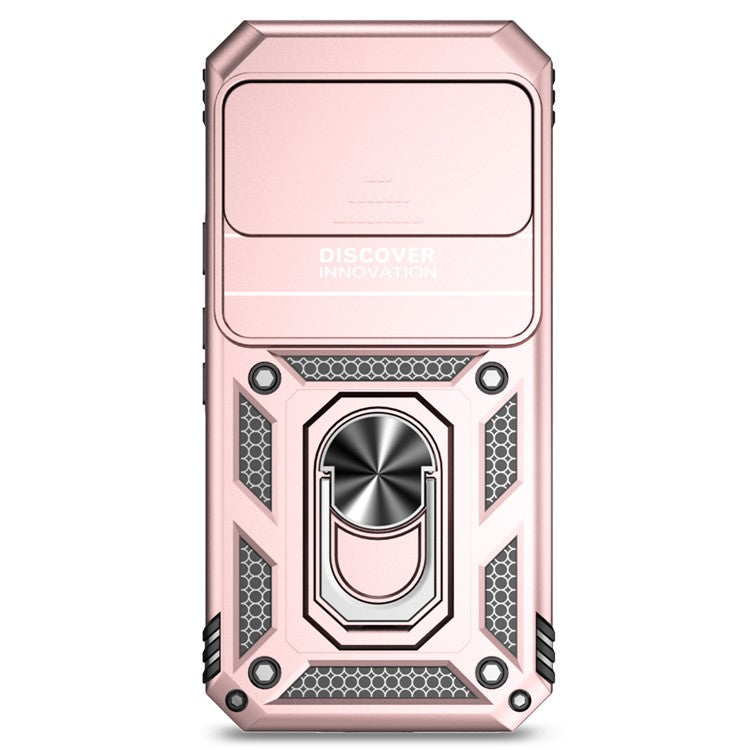 For Google Pixel 9 / 9 Pro Case Camera Protection PC+TPU Phone Cover with Kickstand - Rose Gold