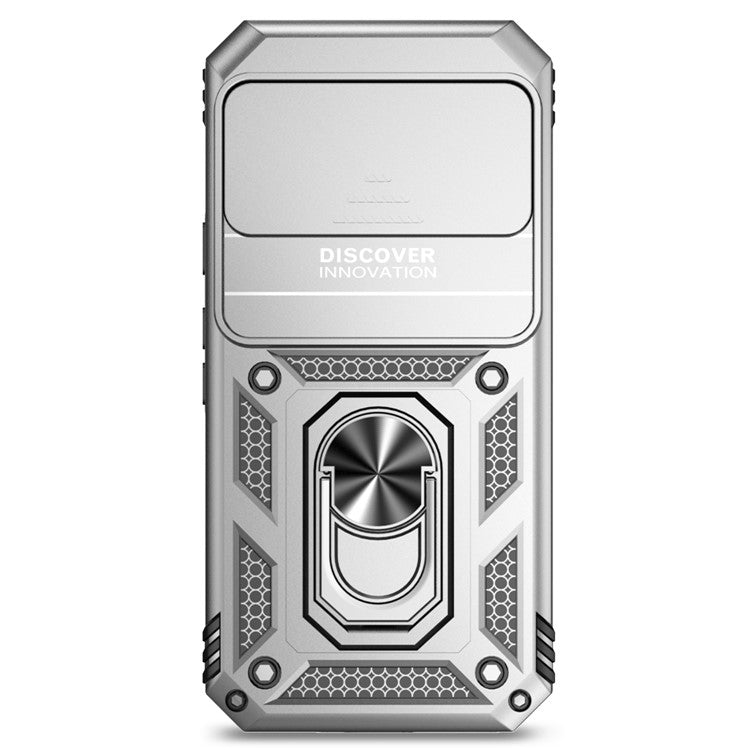 For Google Pixel 9 / 9 Pro Case Camera Protection PC+TPU Phone Cover with Kickstand - Silver