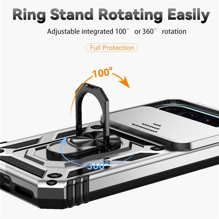 For Google Pixel 9 / 9 Pro Case Camera Protection PC+TPU Phone Cover with Kickstand - Silver