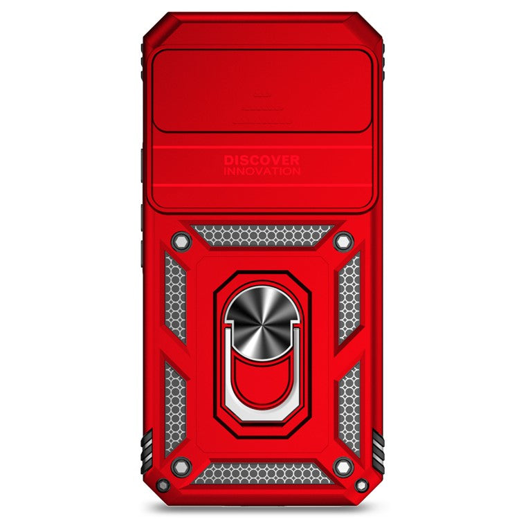 For Google Pixel 9 Pro XL Case Rugged PC+TPU Phone Protector with Slide Camera Cover / Kickstand - Red