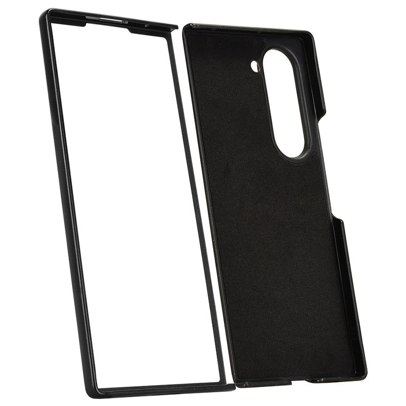 For Samsung Galaxy Z Fold6 5G Case Card Holder Litchi Texture Leather+PC Folding Phone Cover - Blue