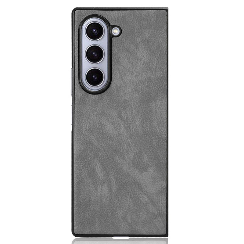 For Samsung Galaxy Z Fold6 5G Case Litchi Texture PU Leather + PC Phone Cover - Grey