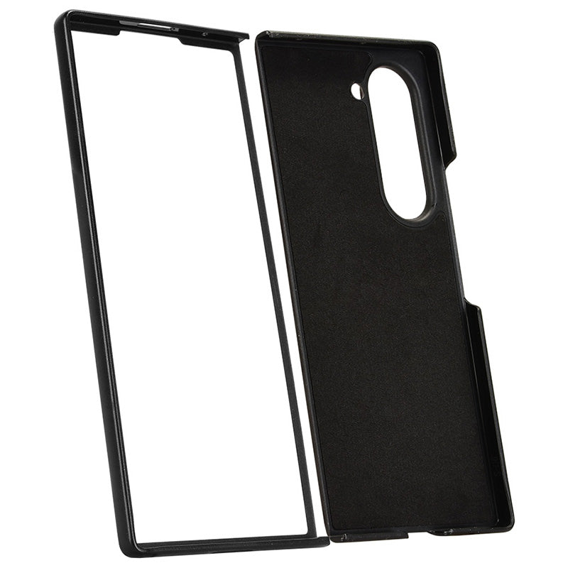 For Samsung Galaxy Z Fold6 5G Case Leather+PC+TPU Wristband Cover with Bottle Opener Ring - Blue