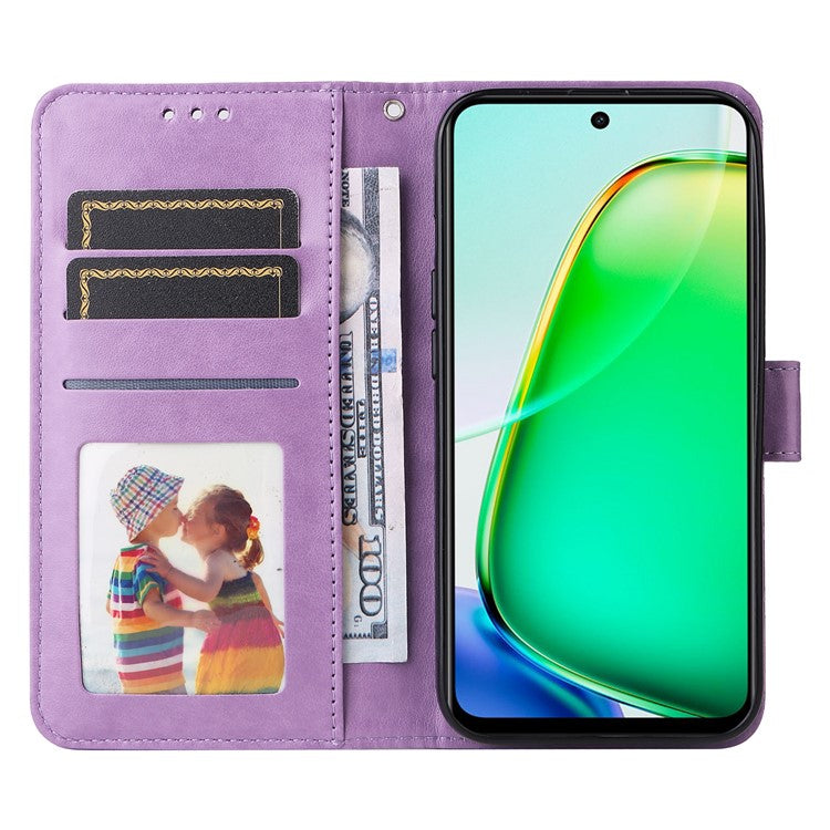 For vivo Y28 4G / iQOO Z9x 5G Case Sunflower Leather Phone Wallet Cover - Purple