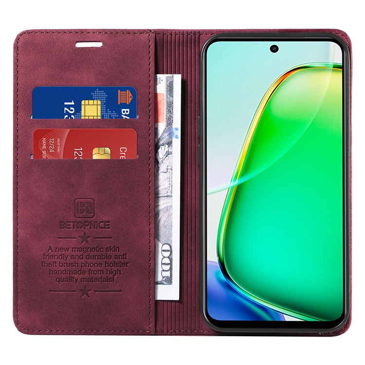 BETOPNICE 003 For vivo Y28 4G / iQOO Z9x 5G Case RFID Blocking Leather Phone Cover - Red