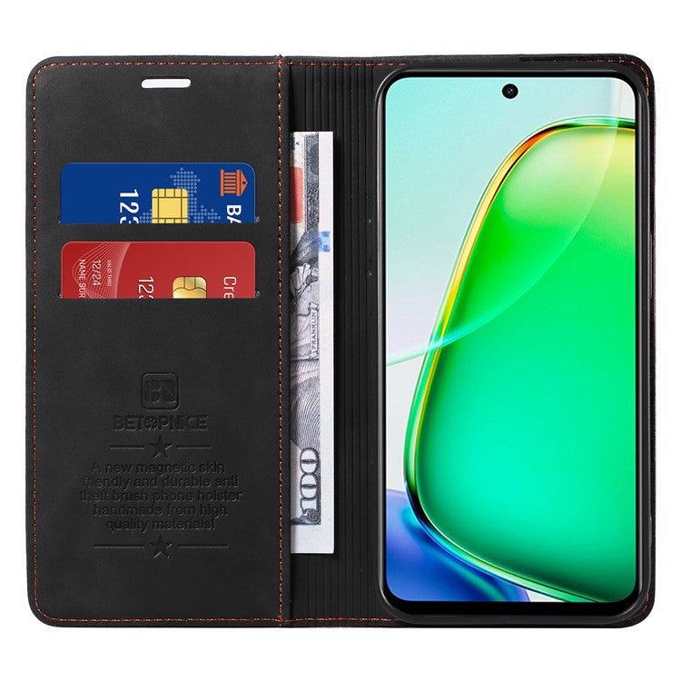 BETOPNICE 003 For vivo Y28 4G / iQOO Z9x 5G Case RFID Blocking Leather Phone Cover - Black