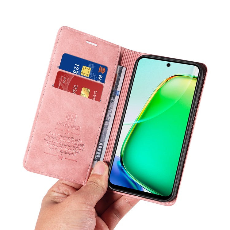 BETOPNICE 003 For vivo Y28 4G / iQOO Z9x 5G Case RFID Blocking Leather Phone Cover - Pink