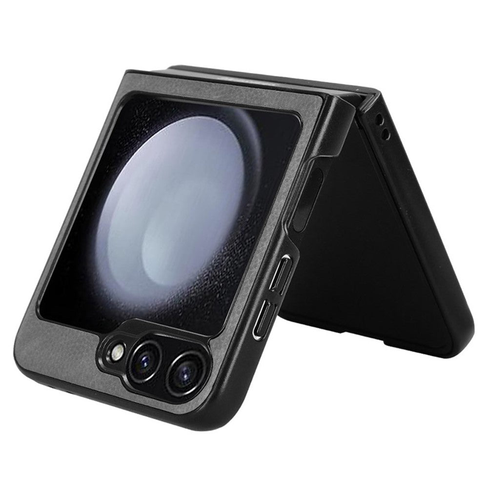 For Samsung Galaxy Z Flip7 FE 5G / Z Flip6 5G Case Litchi Texture Leather Hard PC Phone Cover - Grey