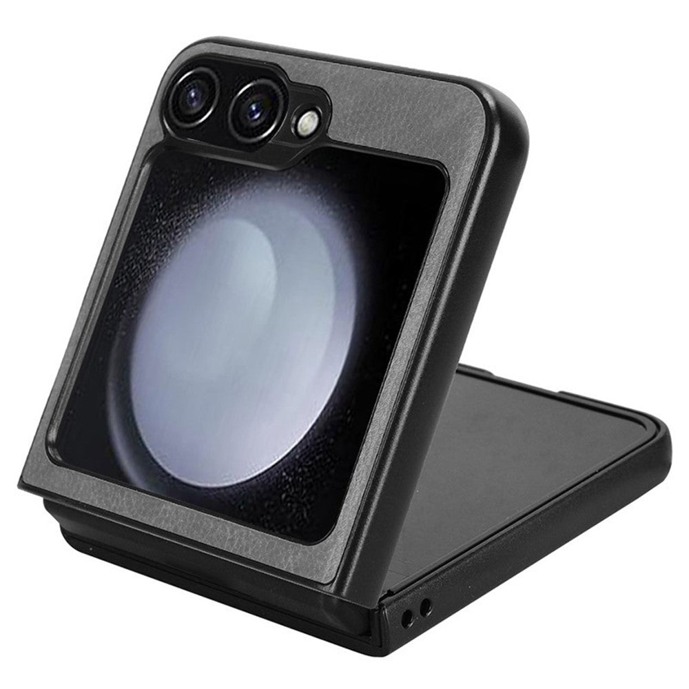 For Samsung Galaxy Z Flip7 FE 5G / Z Flip6 5G Case Litchi Texture Leather Hard PC Phone Cover - Grey