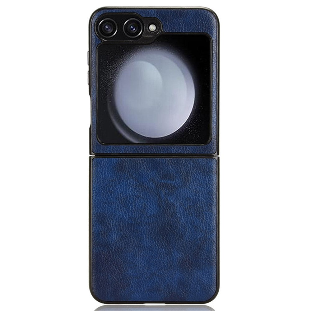 For Samsung Galaxy Z Flip7 FE 5G / Z Flip6 5G Case Litchi Texture Leather Hard PC Phone Cover - Blue