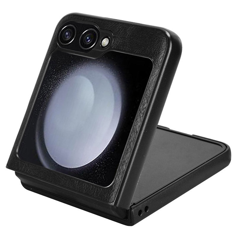 For Samsung Galaxy Z Flip6 5G Case Bottle Opener Wristband Leather+PC+TPU Phone Cover - Black