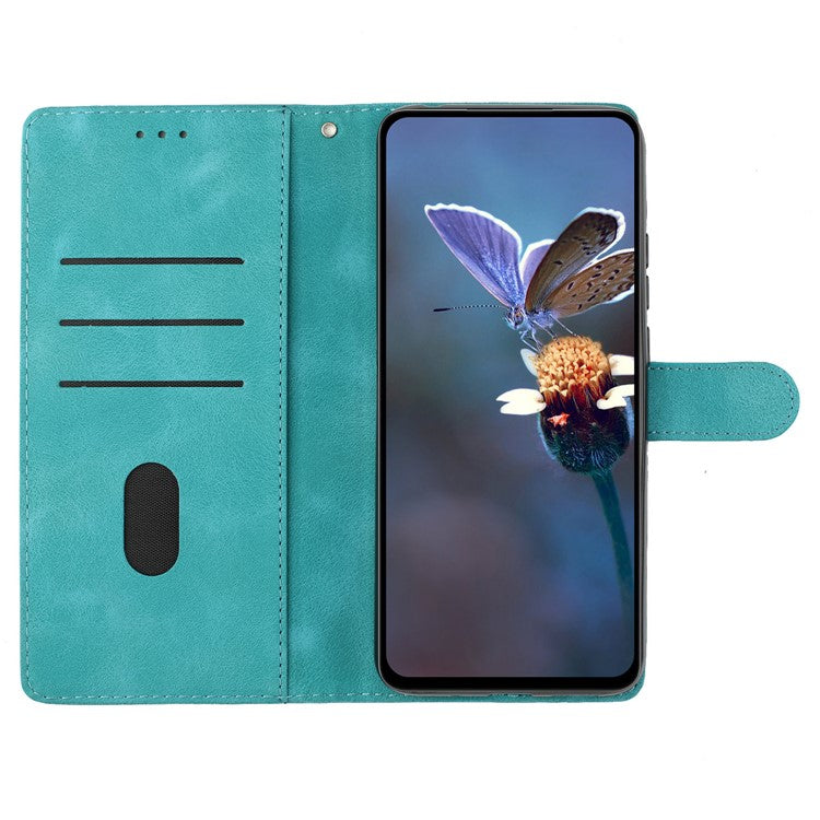 For iPhone 16 Case Imprinted Flower Leather Phone Cover Wallet with Card Holder - Sky Blue