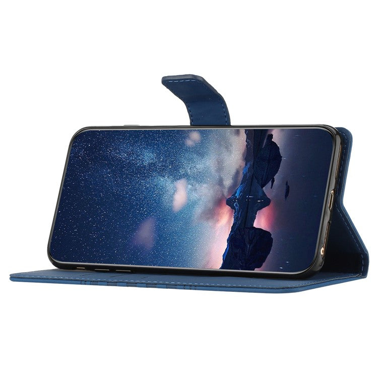 For iPhone 16 Case Rhombus Leather with TPU Inner Shell Wallet Phone Cover - Blue