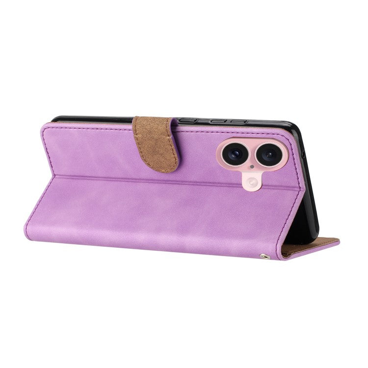 For iPhone 16 Case Butterfly Imprinted PU Leather Flip Protective Cover - Purple